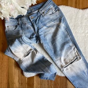 Carmar Distressed Straight Leg Low-rise Blue Jeans Size 29